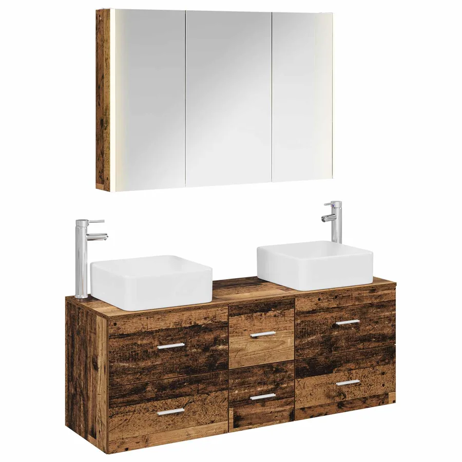 Ensemble de mobilier de salle de bain 4 pcs Bois ancien - 2