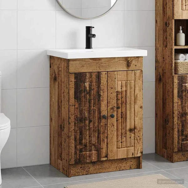 Ensemble de mobilier de salle de bain Bois ancien