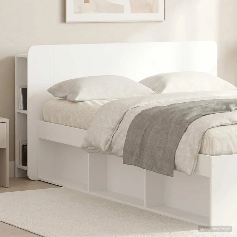 Cabinet de Tête de Lit avec stockage Blanc 135 x 18,5 x 80 cm