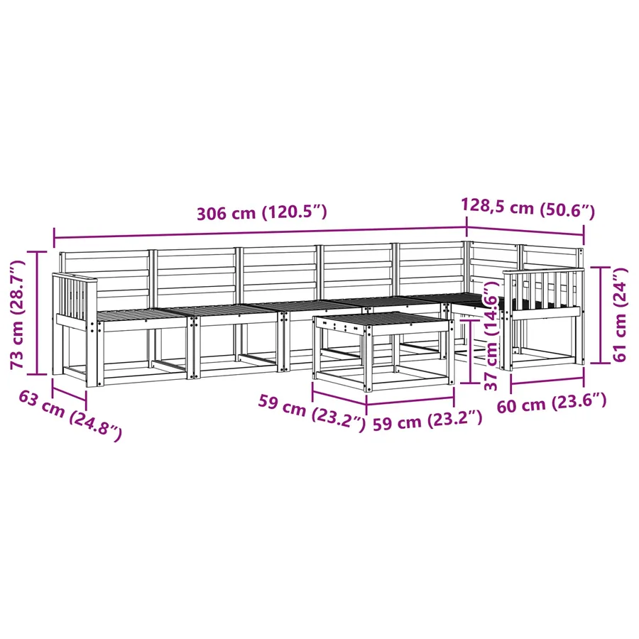 Ensemble de canapés d'extérieur 7 pcs Naturel - 11