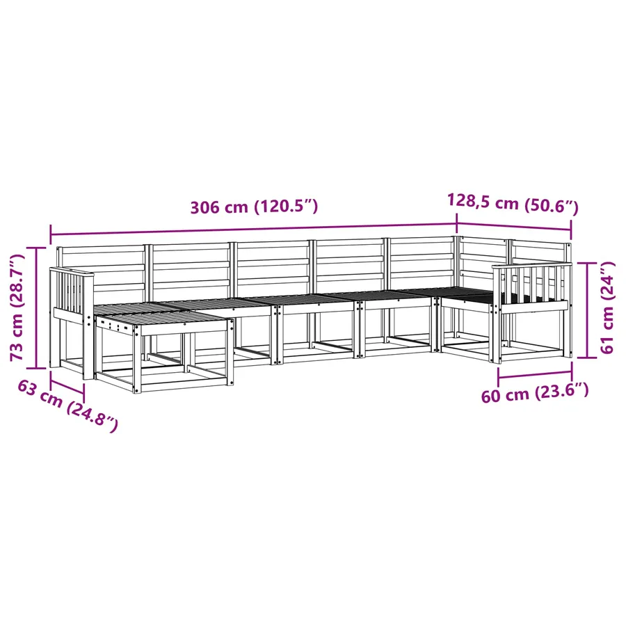 Ensemble de canapés d'extérieur 7 pcs Naturel - 8