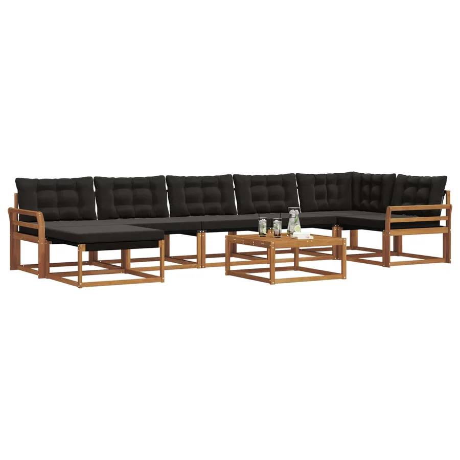 Ensemble de canapés d'extérieur 22 pcs Naturel et Noir - 3