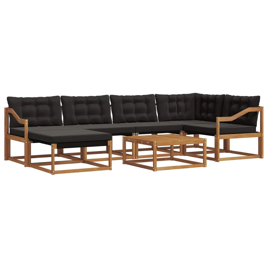Ensemble de canapés d'extérieur 19 pcs Naturel et Noir - 2