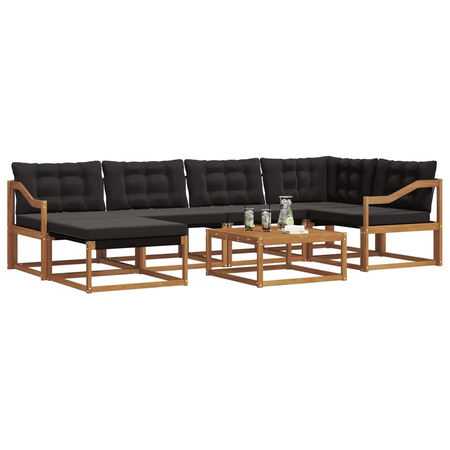 Ensemble de canapés d'extérieur 19 pcs Naturel et Noir - 3