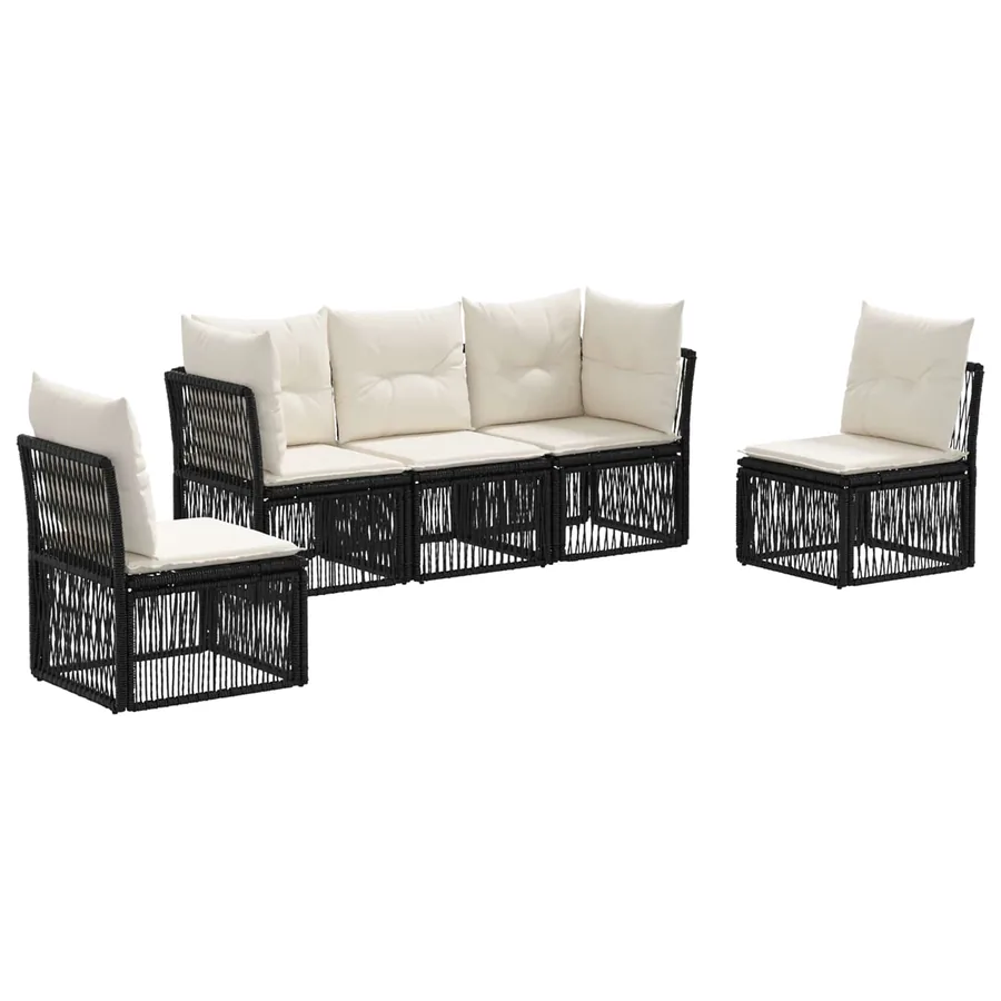 Ensemble de canapé de jardin 5 pcs Noir polyrotin