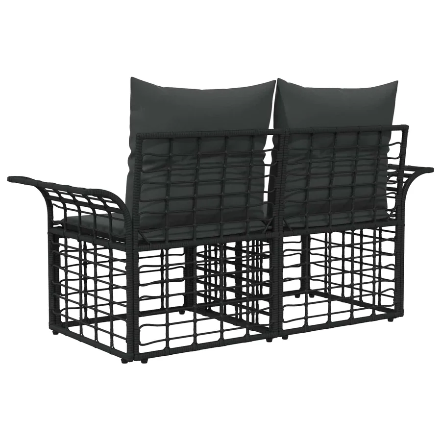 Loveseat d'extérieur 2 pcs Noir et Gris foncé polyrotin - 6