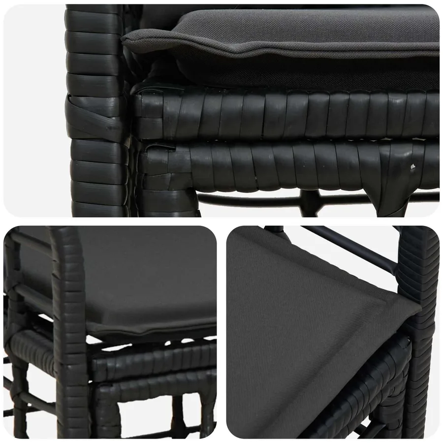 Loveseat d'extérieur 2 pcs Noir et Gris foncé polyrotin - 7