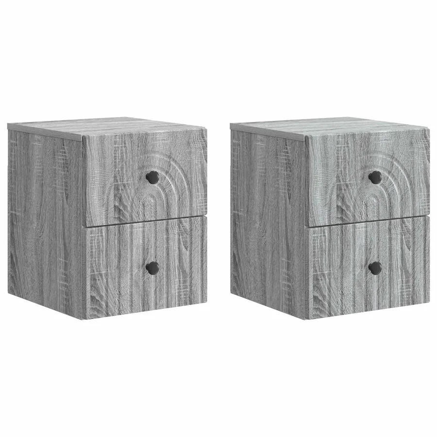 Cabinet de chevet mural 2 pcs Sonoma gris 33 x 34,5 x 40 cm - 2