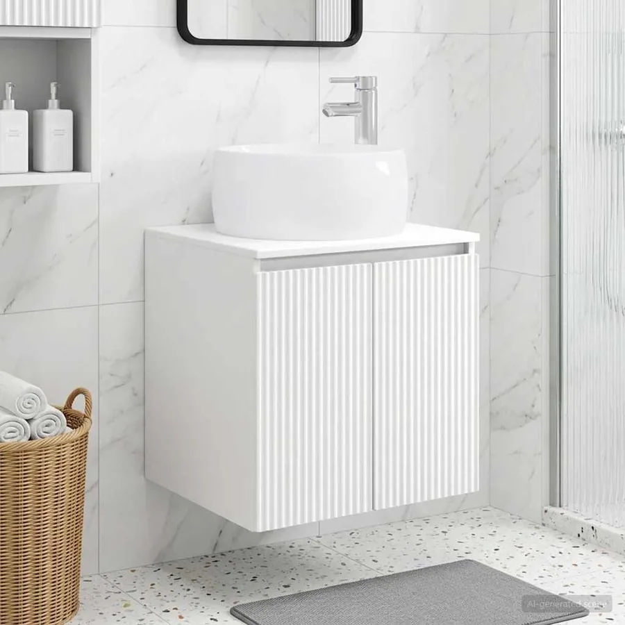 Vanité de lavabo mural Blanc 49,5 x 44,5 x 66 cm