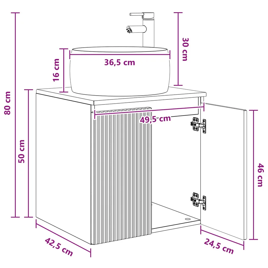 Vanité de lavabo mural Blanc 49,5 x 44,5 x 66 cm - 9