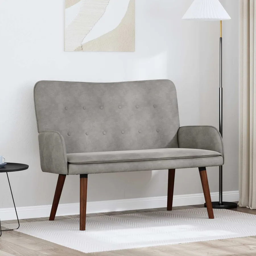 Sofa 2 places Gris clair 115 x 61 x 87 cm Velours