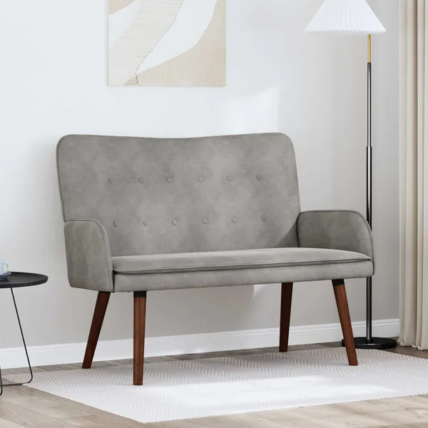 Sofa 2 places Gris clair 115 x 61 x 87 cm Velours
