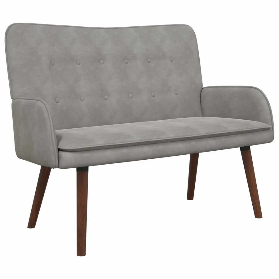 Sofa 2 places Gris clair 115 x 61 x 87 cm Velours - 2