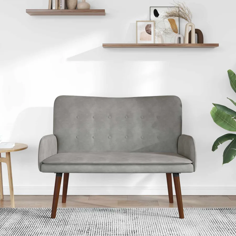 Sofa 2 places Gris clair 115 x 61 x 87 cm Velours - 3