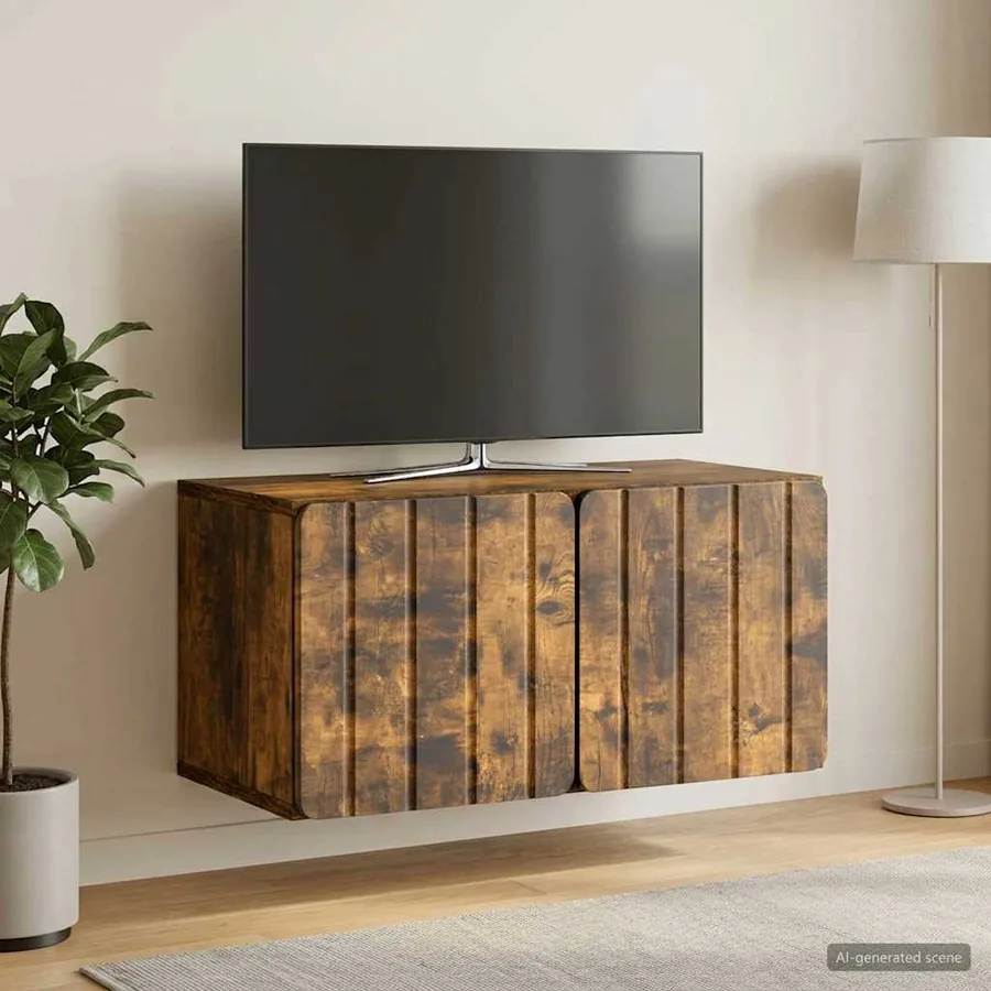 Meuble TV mural 59,5 x 31 x 30 cm Chêne fumé Bois d'ingénierie