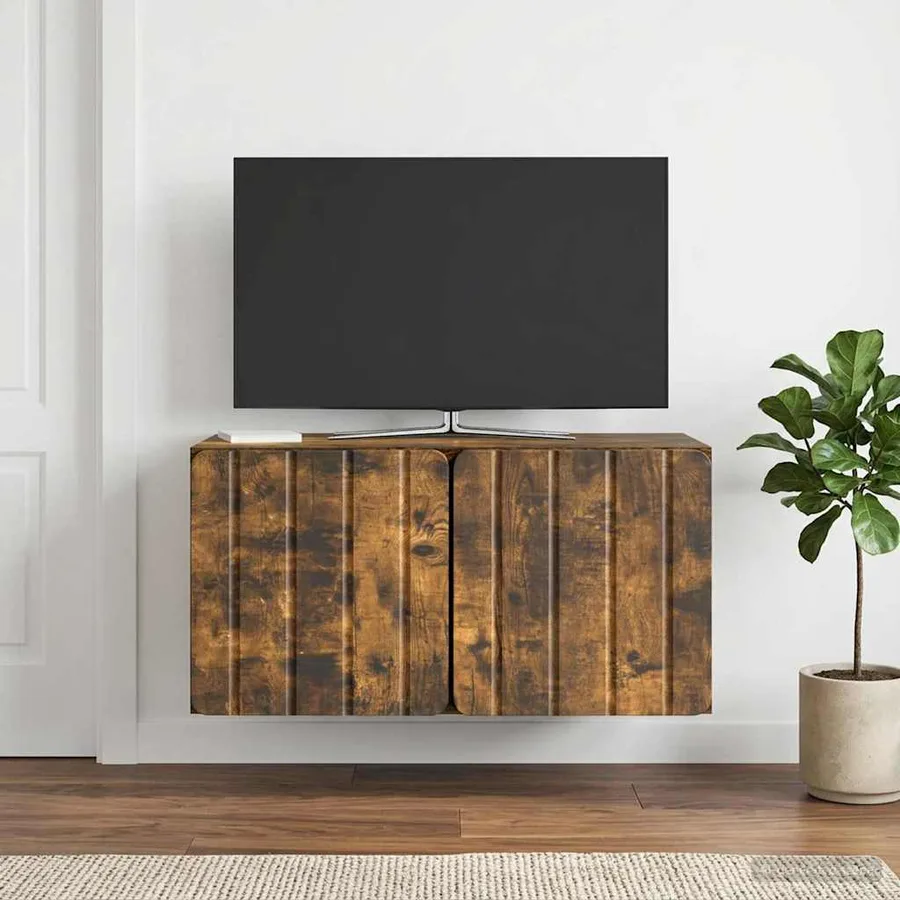 Meuble TV mural 59,5 x 31 x 30 cm Chêne fumé Bois d'ingénierie - 4