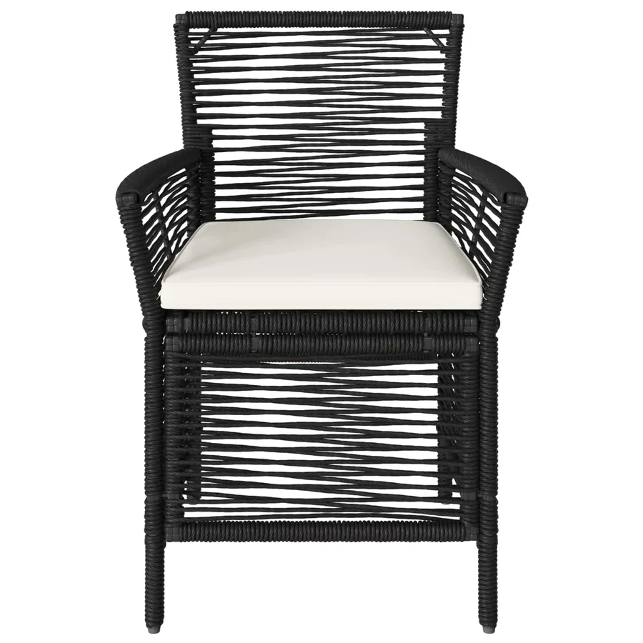 Chaise d'Extérieur avec coussin 2 pcs Noir et Crème polyrotin - 5