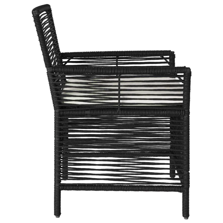 Chaise d'Extérieur avec coussin 2 pcs Noir et Crème polyrotin - 6