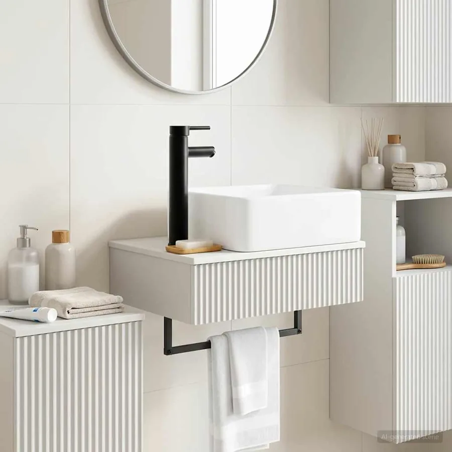 Basin de lavage mural Blanc 50 x 41 x 39 cm Bois d'ingénierie