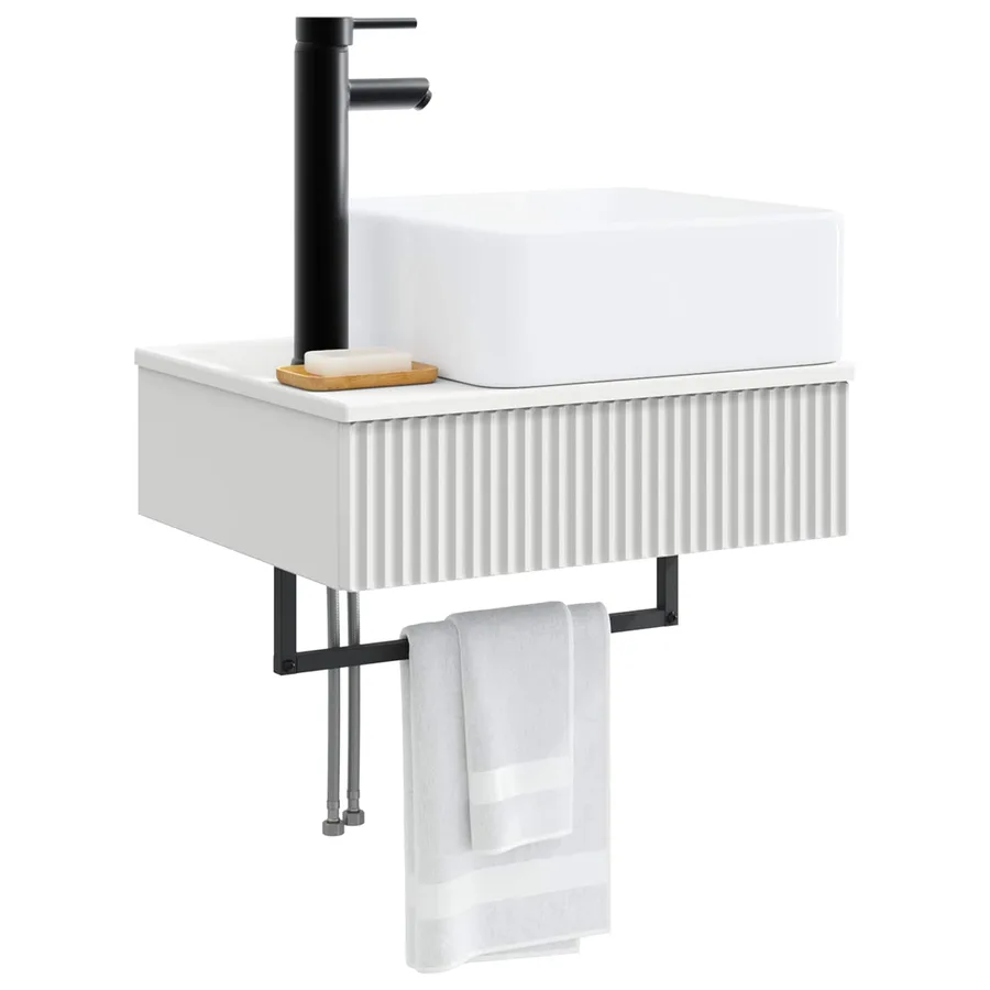 Basin de lavage mural Blanc 50 x 41 x 39 cm Bois d'ingénierie - 3