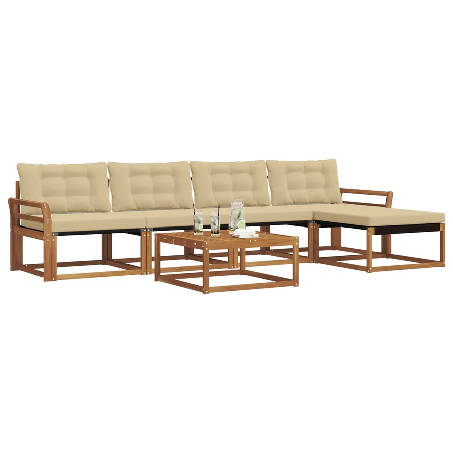 Ensemble de canapés d'extérieur 6 pcs Naturel et Beige - 3
