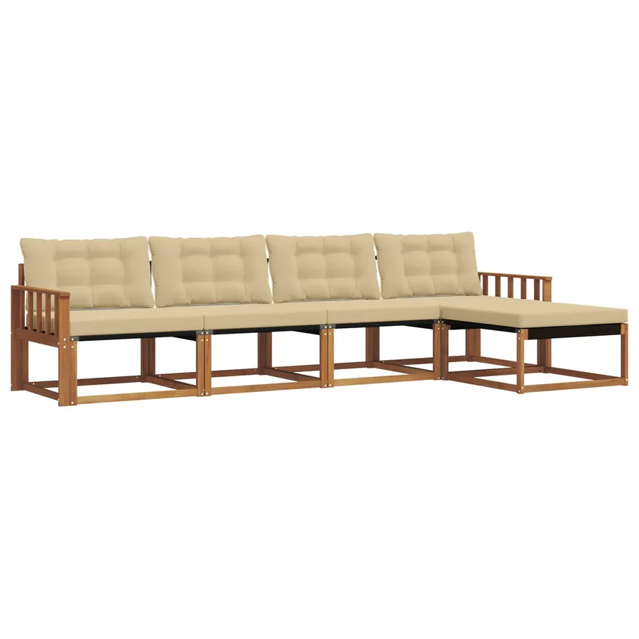 Ensemble de canapés d'extérieur 5 pcs Naturel et Beige - 2