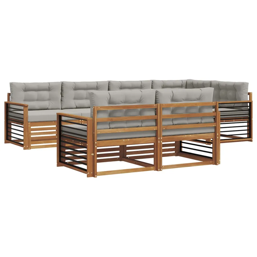 Ensemble de canapés d'extérieur 7 pcs Gris Naturel et Clair - 2
