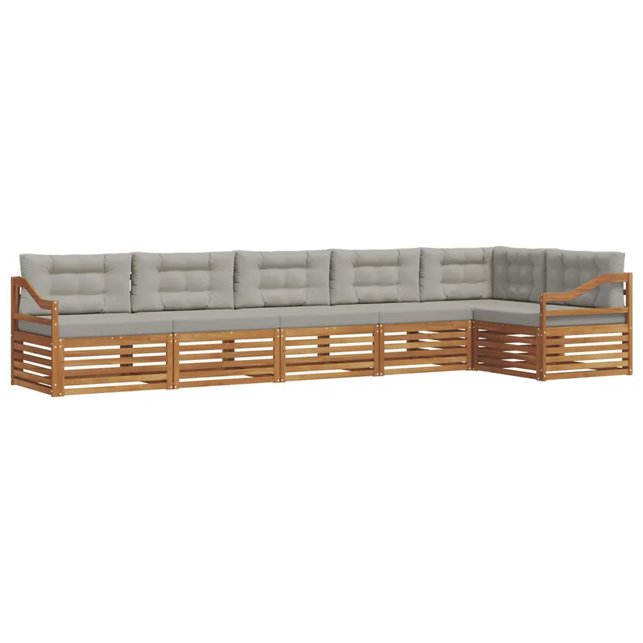 Ensemble de canapés d'extérieur 6 pcs Gris Naturel et Clair - 2