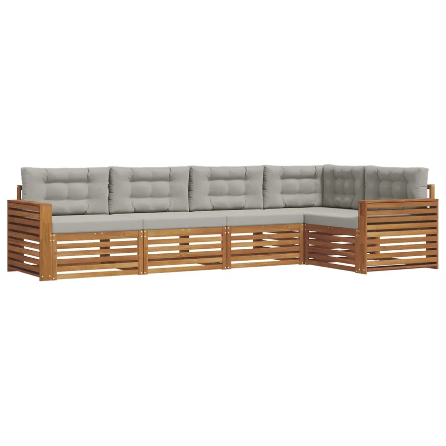 Ensemble de canapés d'extérieur 5 pcs Gris Naturel et Clair - 2