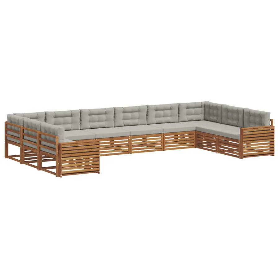 Ensembles de canapés avec coussin 9 pcs Gris Naturel et Clair - 2