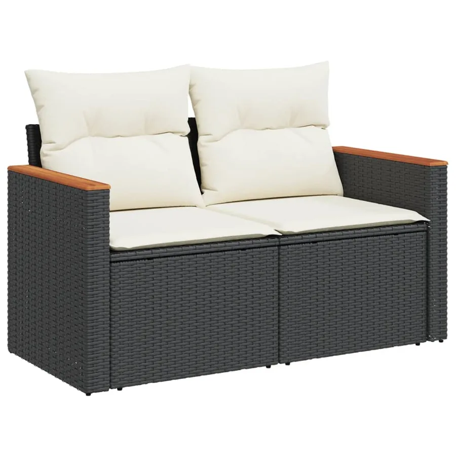 Salon de jardin avec coussins 13 pcs noir résine tressée - 5