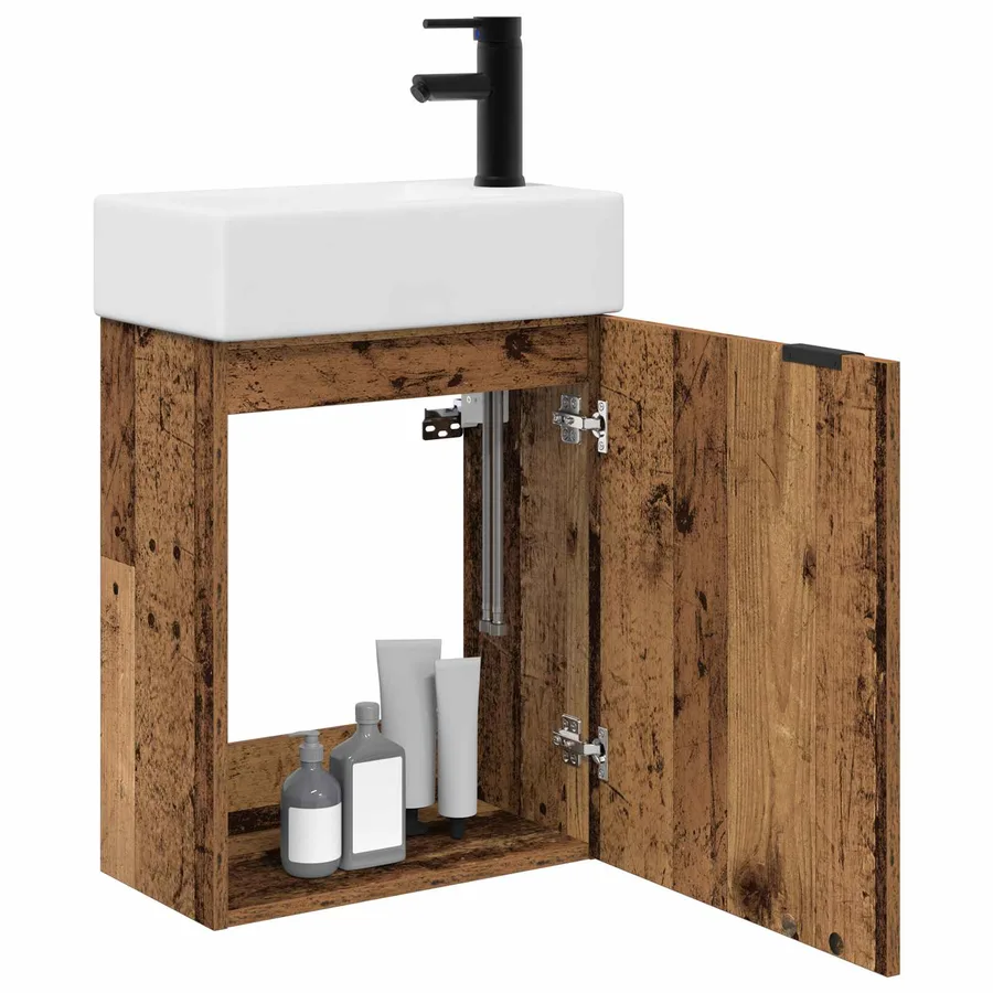 Meuble de salle de bain avec robinet Bois ancien - 3