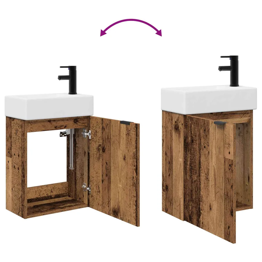 Meuble de salle de bain avec robinet Bois ancien - 9