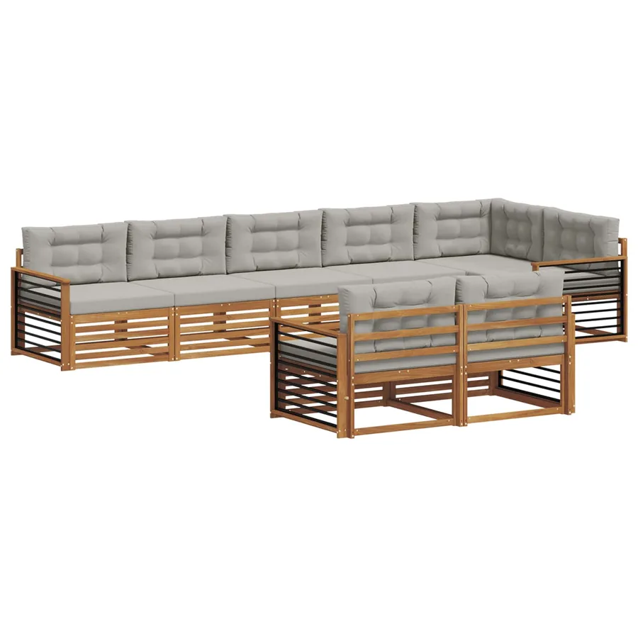 Ensemble de canapés d'extérieur 8 pcs Gris Naturel et Clair - 2
