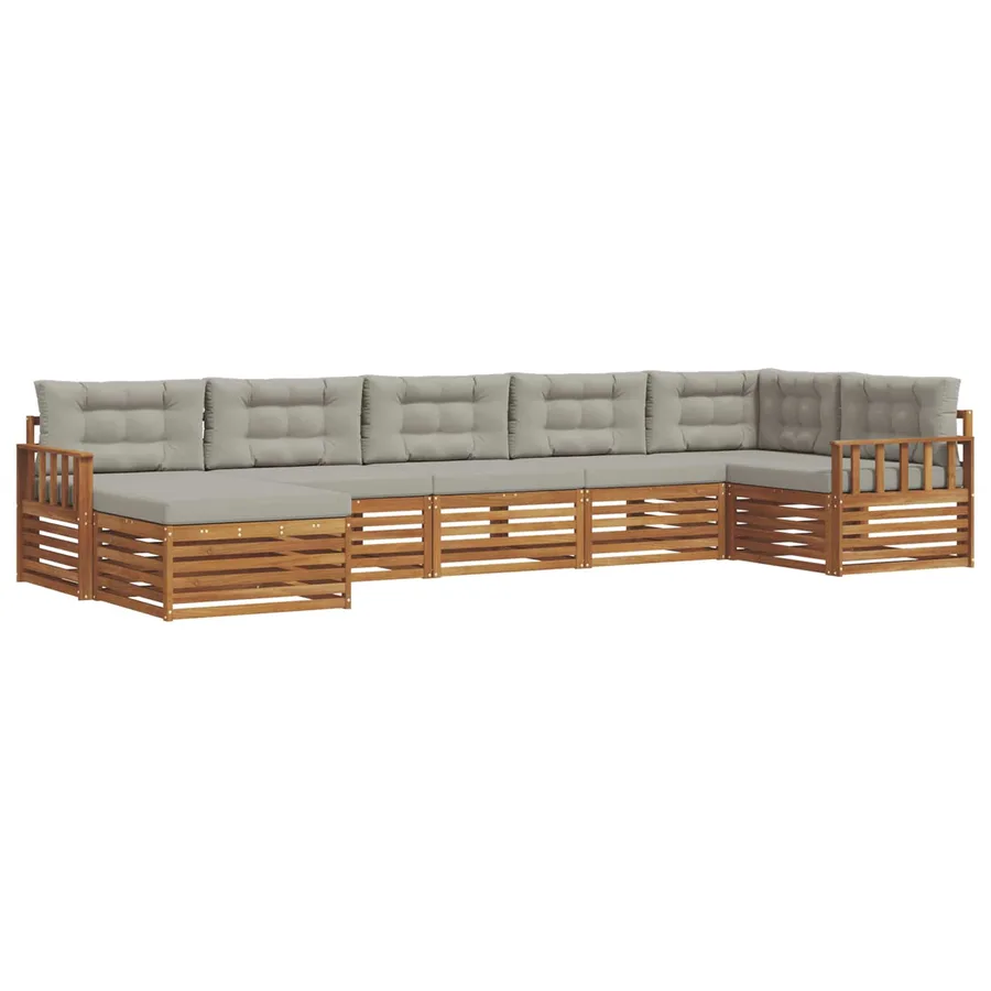 Ensemble de canapés d'extérieur 7 pcs Gris Naturel et Clair - 2