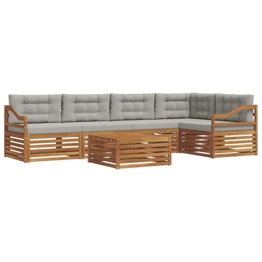 Ensemble de canapés d'extérieur 6 pcs Gris Naturel et Clair - 2