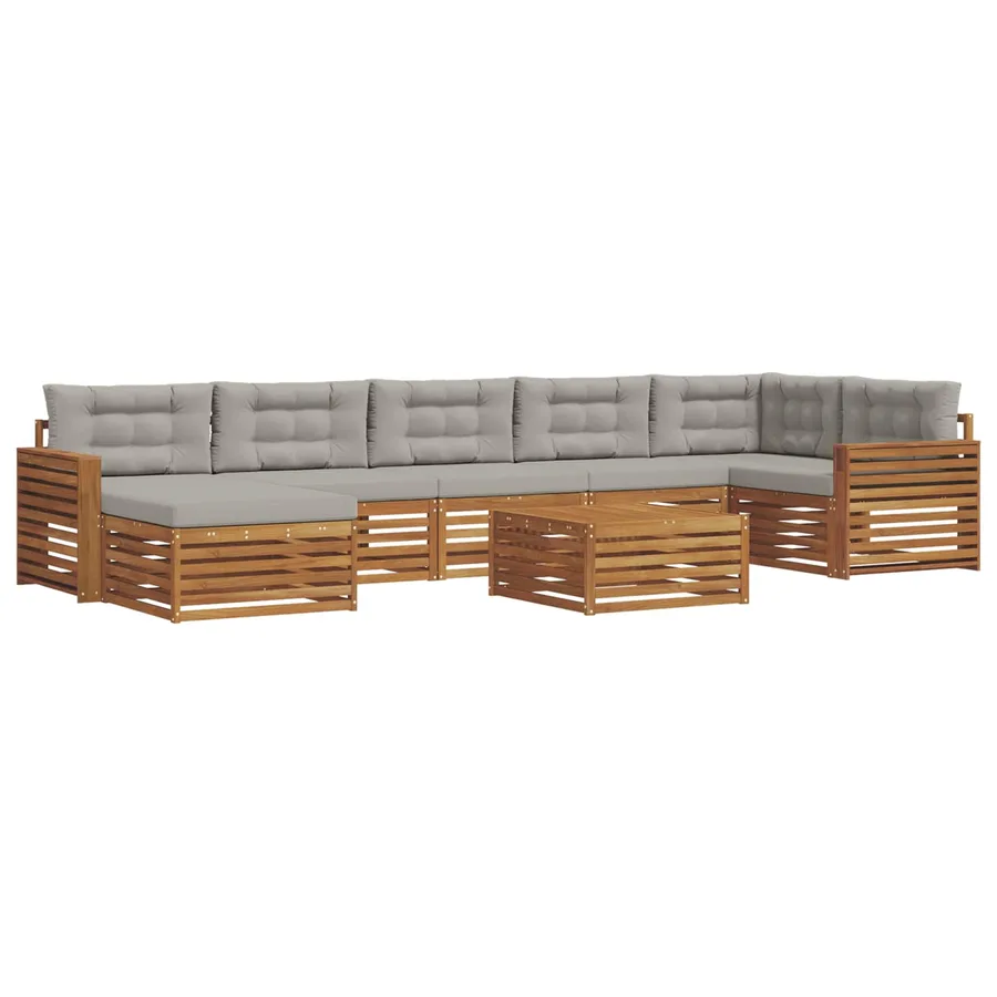 Ensemble de canapés d'extérieur 8 pcs Gris Naturel et Clair - 2