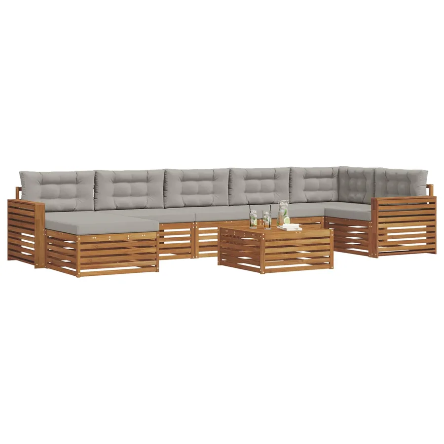 Ensemble de canapés d'extérieur 8 pcs Gris Naturel et Clair - 3