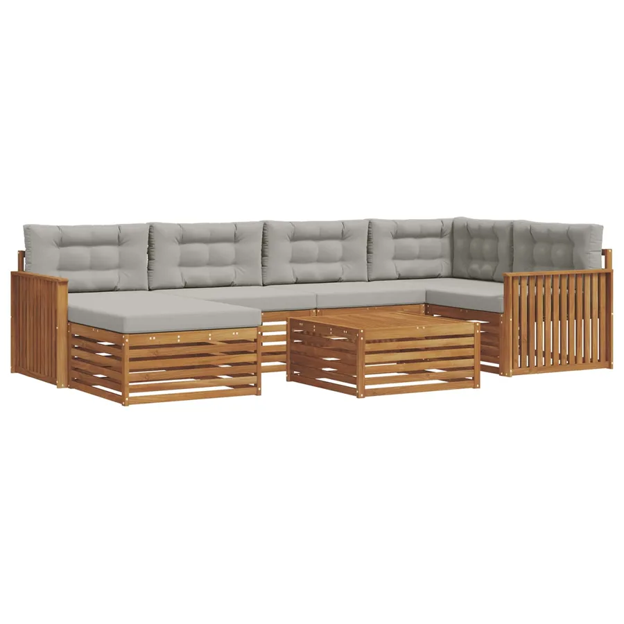 Ensemble de canapés d'extérieur 7 pcs Gris Naturel et Clair - 2
