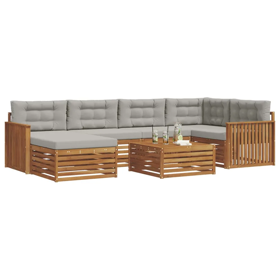 Ensemble de canapés d'extérieur 7 pcs Gris Naturel et Clair - 3