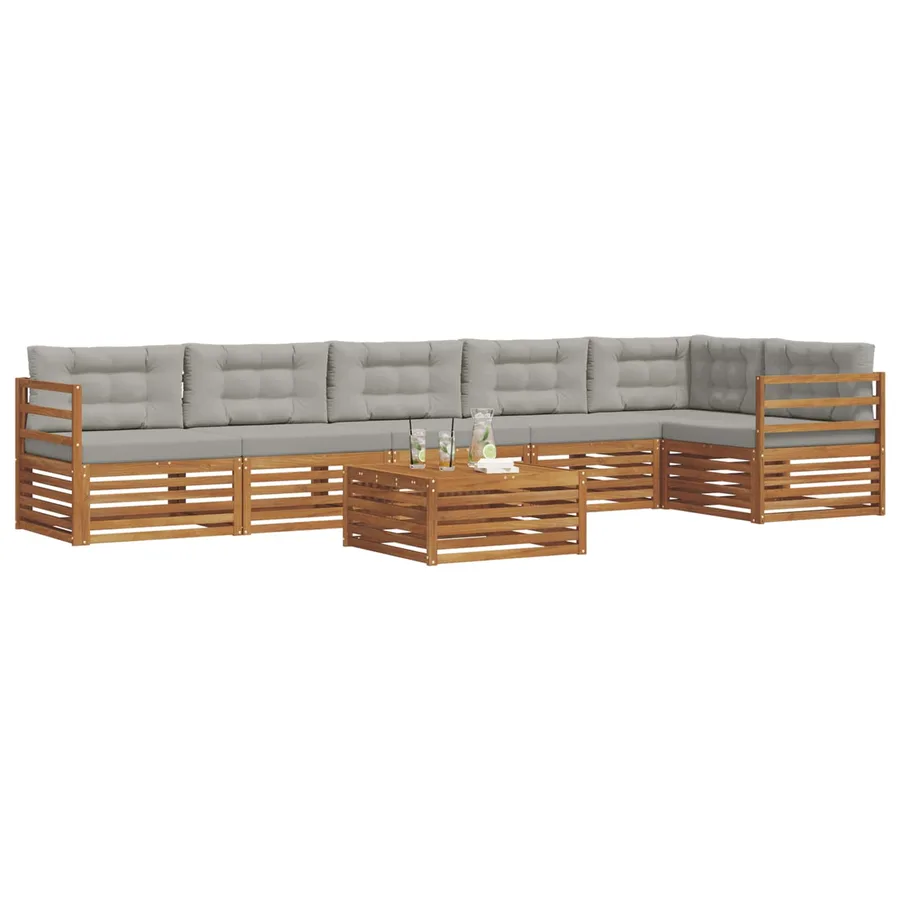 Ensemble de canapés d'extérieur 7 pcs Gris Naturel et Clair - 3