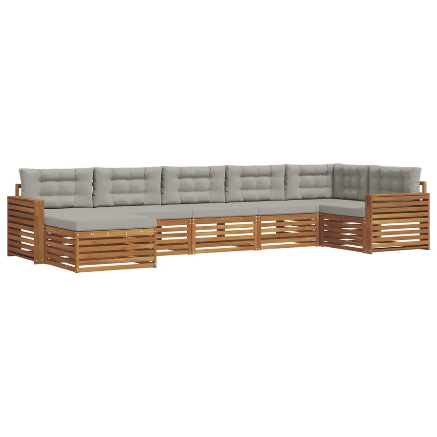 Ensemble de canapés d'extérieur 7 pcs Gris Naturel et Clair - 2