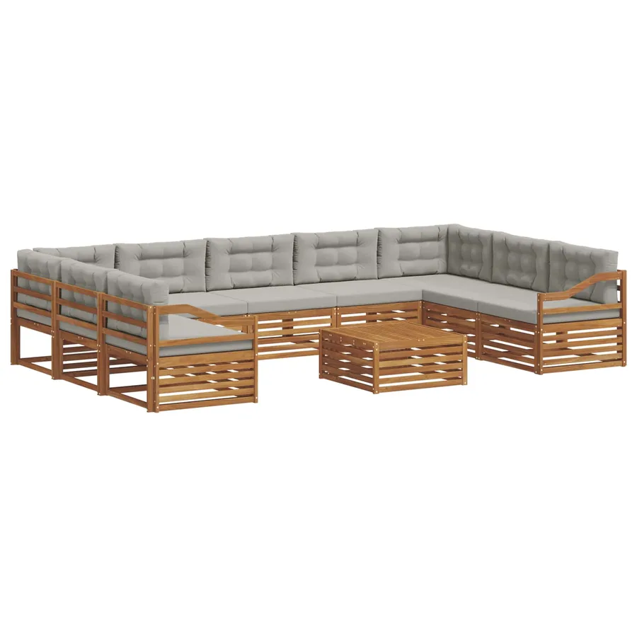 Ensemble de canapés d'extérieur 10 pcs Gris Naturel et Clair - 2