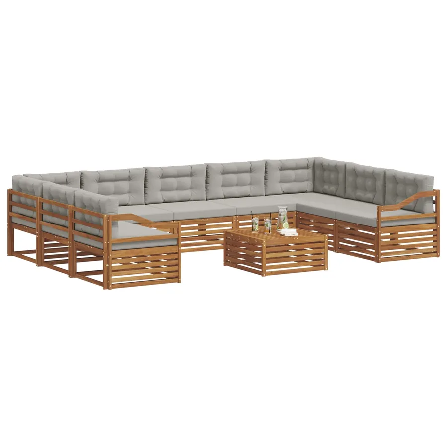 Ensemble de canapés d'extérieur 10 pcs Gris Naturel et Clair - 3