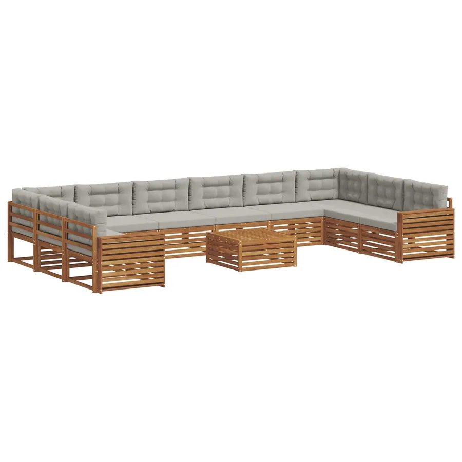 Ensembles de canapés avec coussin 11 pcs Gris Naturel et Clair - 2