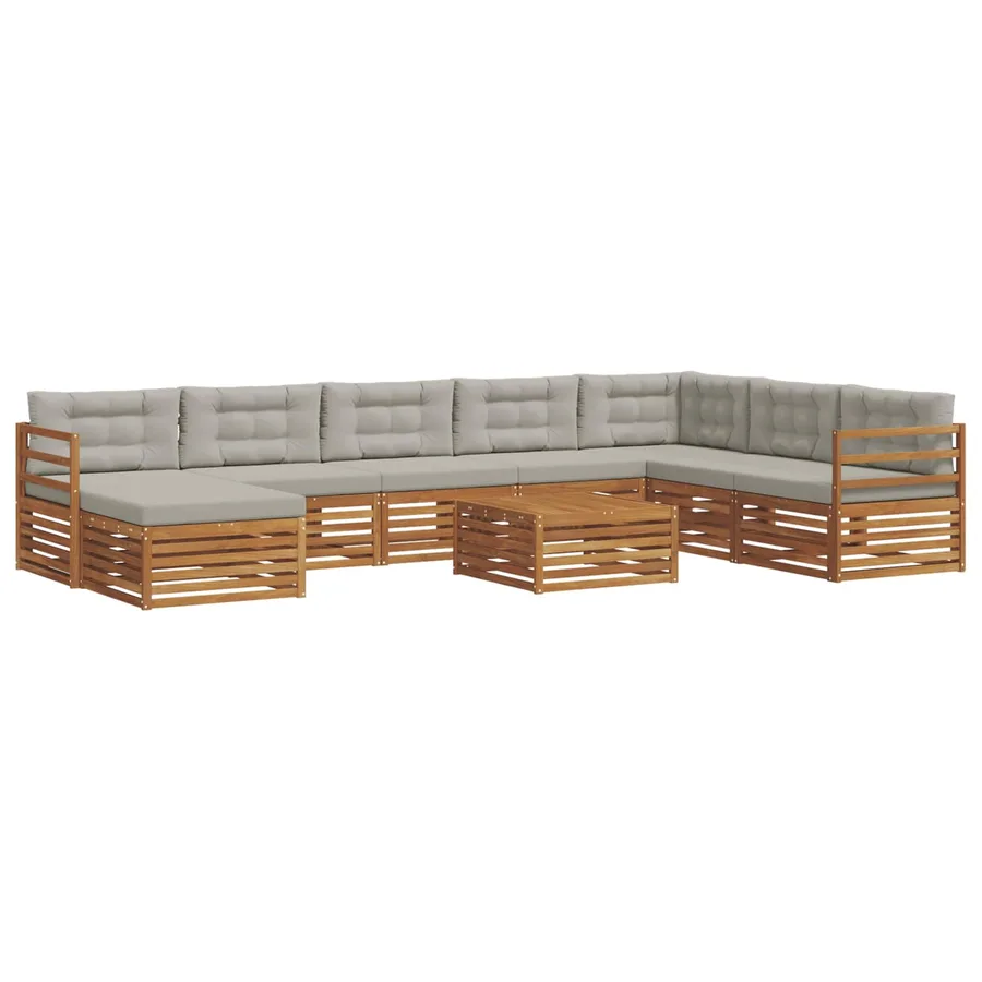 Ensemble de canapés d'extérieur 9 pcs Gris Naturel et Clair - 2