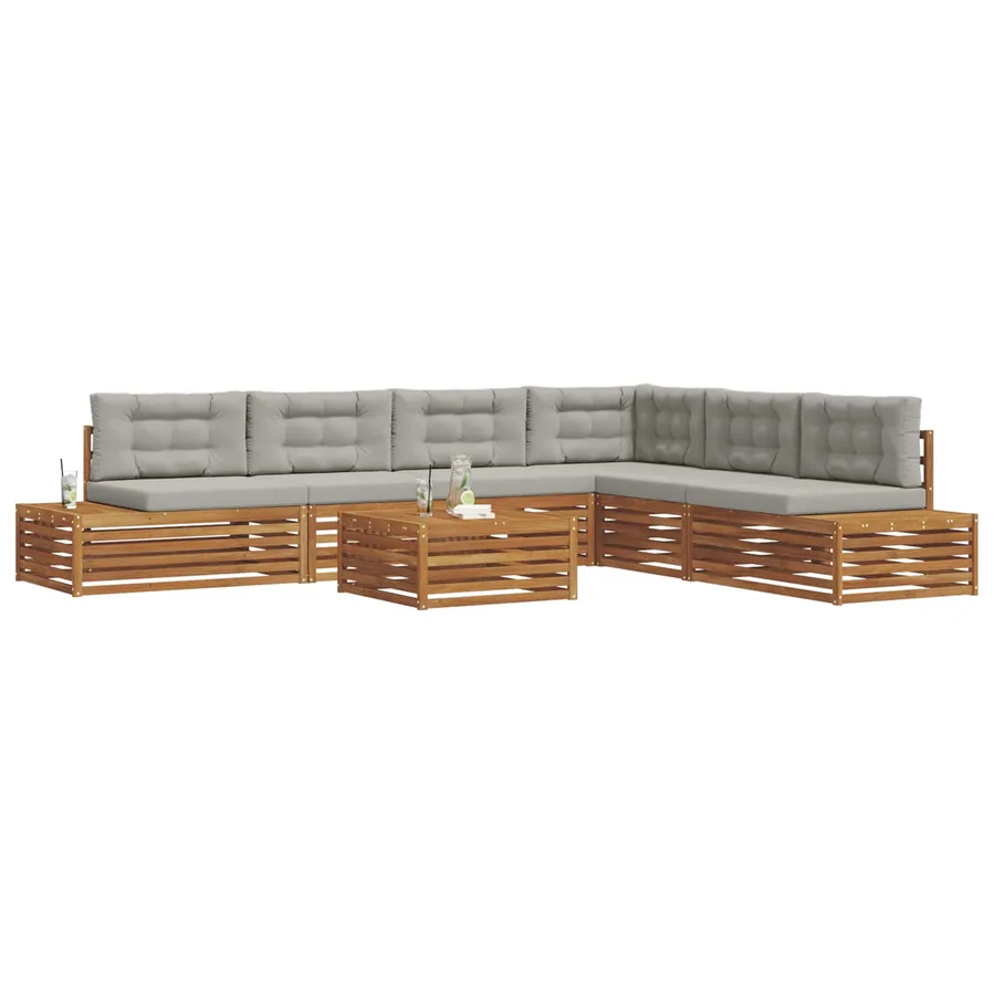 Ensemble de canapés d'extérieur 7 Pièce Gris Naturel et Clair - 3