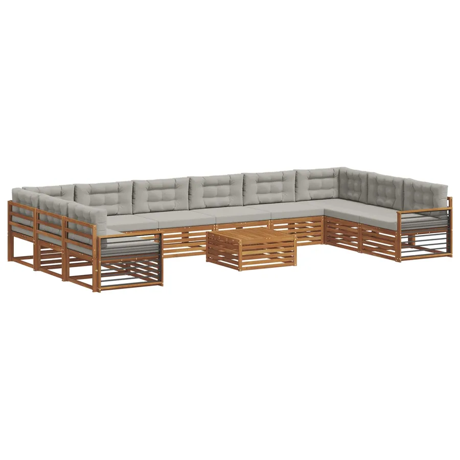 Ensembles de canapés avec coussin 11 pcs Gris Naturel et Clair - 2