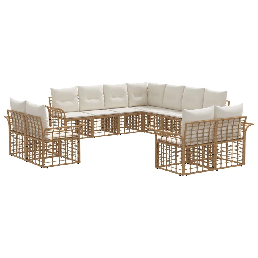 Ensemble de canapés d'extérieur 11 pcs Blanc Naturel et Crème - 2