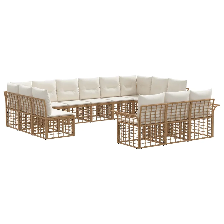 Ensemble de canapés d'extérieur 13 pcs Blanc Naturel et Crème - 2